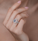 Sapphire Ring With A Diamond Halo 0.78ct In 18k White Gold N4524