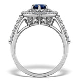 Sapphire Ring With A Diamond Halo 0.78ct In 18k White Gold N4524