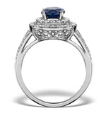 Sapphire Ring With A Diamond Halo 0.65ct In 18k White Gold N4525