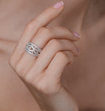 Wide Diamond Ring - Aspen - 0.41ct Set In 18k White Gold N4526