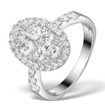 Diamond Galileo 2.00ct Oval Side Stone Ring 18k White Gold - N4534y