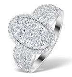 Diamond Galileo 1.50ct Oval Side Stone Ring In 18k White Gold - N4535y
