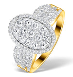 Diamond Galileo 1.50ct Oval Side Stone Ring In 18k Gold - N4535