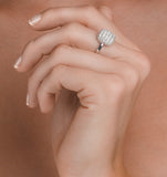 Diamond Pave Cushion Ring 1.25ct H/si In 18k White Gold Ring - N4537y