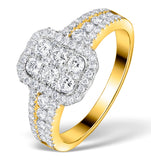 Diamond Galileo 1ct H/si And 18k Gold Ring - N4538