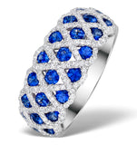 Sapphire 1.36ct  And Diamond Lattice Ring In 18k White Gold - N4539y