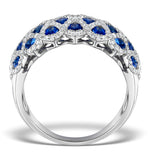 Sapphire 1.36ct  And Diamond Lattice Ring In 18k White Gold - N4539y