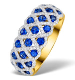 Sapphire 1.36ct  And Diamond Lattice Ring In 18k Gold - N4539