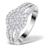Diamond 3 Row Galileo 1.30ct Diamond 18k White Gold Ring - N4530y