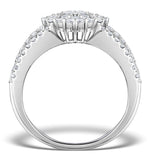 Diamond 3 Row Galileo 1.30ct Diamond 18k White Gold Ring - N4530y