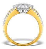 Diamond 3 Row Galileo 1.30ct Diamond And 18k Gold Ring - N4530