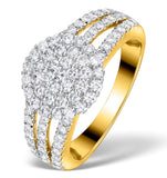 Diamond 3 Row Galileo 1.30ct Diamond And 18k Gold Ring - N4530