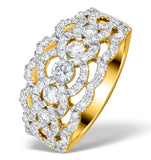 Lab Diamond Art Deco 9k Gold Ring 1.25ct H/si - N4544