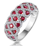 1ct Ruby And Diamond Lattice Ring In 18k White Gold