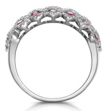 1ct Ruby And Diamond Lattice Ring In 18k White Gold