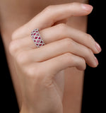 1ct Ruby And Diamond Lattice Ring In 18k White Gold