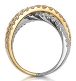 2.50ct Diamond Criss Cross Ring H/si Quality Set In 18k Two Tone Gold