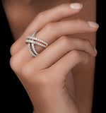 2.50ct Diamond Criss Cross Ring H/si Quality Set In 18k Two Tone Gold
