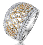 Diamond Trellis Ring 0.75ct Pave Set In 18k Two Tone Gold