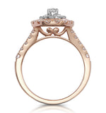 2ct Diamond Ovals Halo Bridal Set Rings In 18k Rose Gold