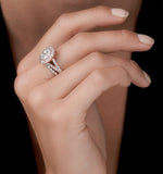 2ct Diamond Ovals Halo Bridal Set Rings In 18k Rose Gold