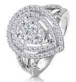 Calice Diamond Pave Pear Shape Halo Ring 1.30ct In 18k White Gold