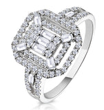 0.75ct Diamond Asteria Collection Baguette Ring In 18k White Gold