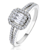 0.50ct Halo Baguette Diamond Ring Asteria Collection In 18k White Gold