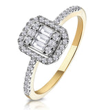 0.40ct Halo Baguette Diamond Ring Asteria Collection In 18k Gold