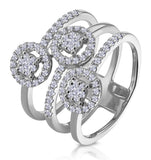 0.55ct Asteria Collection Wide Diamond Halo Ring In 18k White Gold