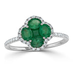 Emerald 1.06ct And Diamond 18k White Gold Alegria Ring