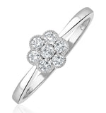 Lab Diamond Flower Ring 0.25ct H/si In 9k White Gold