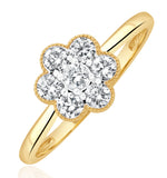 Lab Diamond Flower Ring 0.50ct H/si In 9k Gold