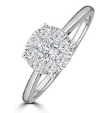 0.50ct Lab Diamond Cluster Solitaire Ring H/si In 9k White Gold