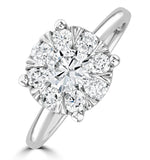 1 Carat Lab Diamond Cluster Solitaire Ring H/si In 9k White Gold