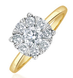 1 Carat Lab Diamond Cluster Solitaire Ring H/si In 9k Gold