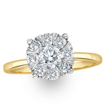 1 Carat Lab Diamond Cluster Solitaire Ring H/si In 9k Gold