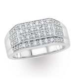 Mens Lab Diamond Pave Encrusted Ring 1ct H/si In 9k White Gold