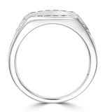 Mens Lab Diamond Pave Encrusted Ring 1ct H/si In 925 Silver