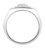 Mens Solitaire Signet Lab Diamond Ring 0.15ct In 925 Silver