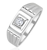 Mens 0.25ct Lab Diamond Design Ring In 925 Sterling Silver
