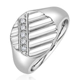 Mens Lab Diamond Signet Ring 0.07ct H/si In 925 Silver
