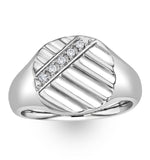 Mens Lab Diamond Signet Ring 0.07ct H/si In 925 Silver