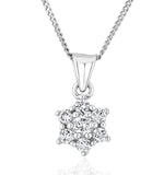 Lab Diamond Star Cluster Pendant Necklace 0.25ct H/si 9k White Gold