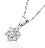 Lab Diamond Star Cluster Pendant Necklace 0.25ct H/si 9k White Gold