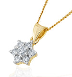 Lab Diamond Star Cluster Pendant Necklace 0.25ct H/si In 9k Gold