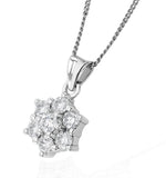 Lab Diamond Star Cluster Pendant Necklace 0.50ct H/si 9k White Gold