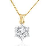 Lab Diamond Star Cluster Pendant Necklace 0.50ct H/si In 9k Gold