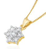 Lab Diamond Star Cluster Pendant Necklace 0.50ct H/si In 9k Gold