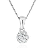 Lab Diamond Cluster Pendant Necklace 0.25ct H/si In 9k White Gold